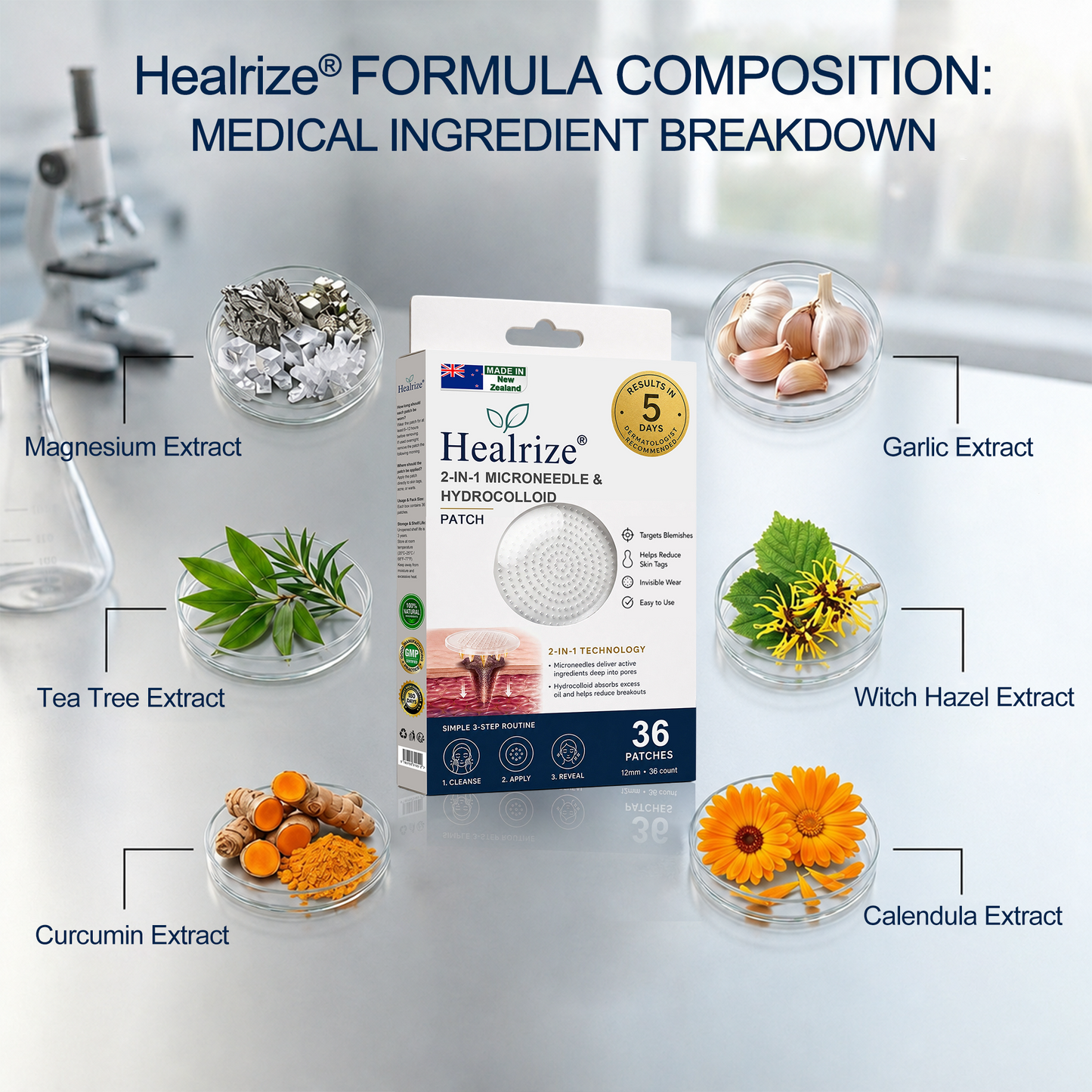 【 🎀Last Day Promotion 70% OFF🎀】🇳🇿𝐇𝐞𝒂𝒍𝗿𝗶𝙯𝙚®2-in-1 Microneedle & Hydrocolloid Patch| Removes Raised Moles, Acne, Flat Warts & Skin Tags | Helps Improve Wrinkles, Scars & Blemishes | Invisible Patches for Face & Body
